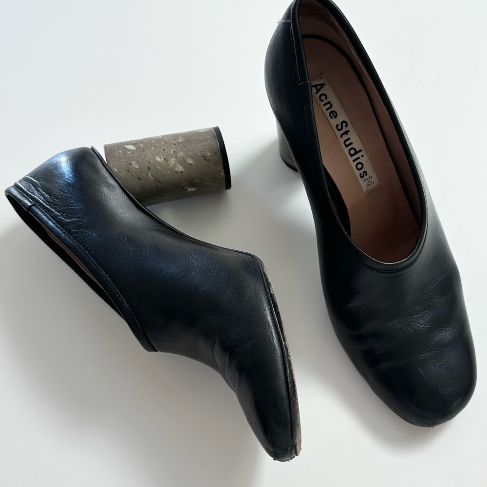 Acne Studios Leather Marble Heel Pumps
